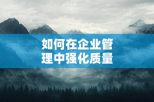 如何在企业管理中强化质量管理体系