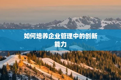 如何培养企业管理中的创新能力