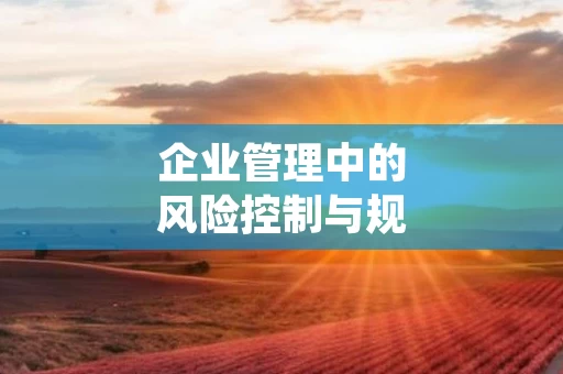 企业管理中的风险控制与规避