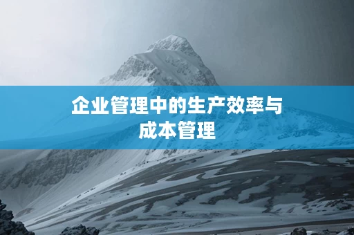 企业管理中的生产效率与成本管理