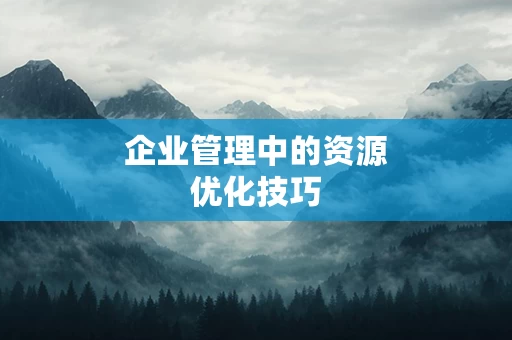 企业管理中的资源优化技巧