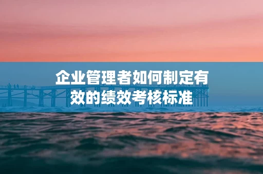 企业管理者如何制定有效的绩效考核标准