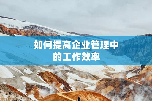 如何提高企业管理中的工作效率