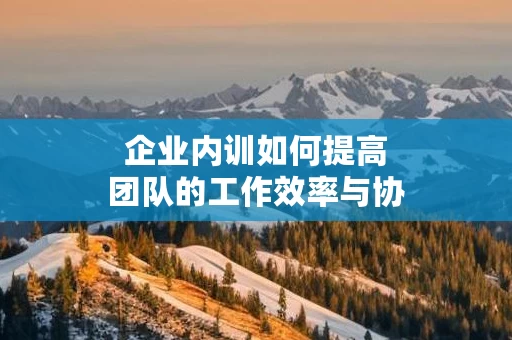 企业内训如何提高团队的工作效率与协作性