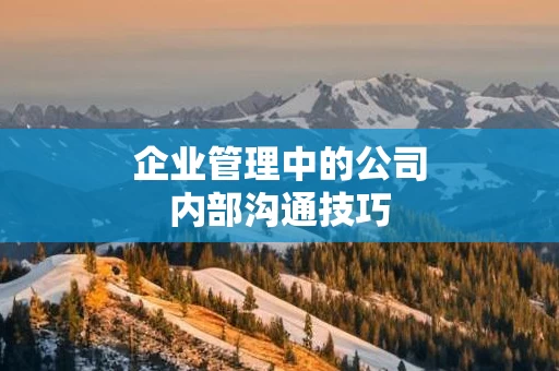 企业管理中的公司内部沟通技巧