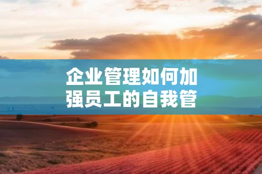 企业管理如何加强员工的自我管理能力