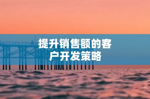 提升销售额的客户开发策略