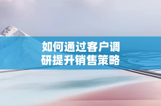 如何通过客户调研提升销售策略