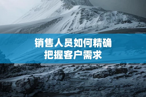 销售人员如何精确把握客户需求