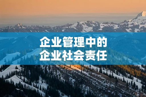 企业管理中的企业社会责任创新