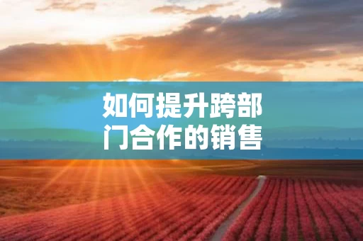 如何提升跨部门合作的销售业绩