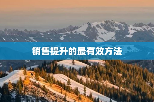 销售提升的最有效方法