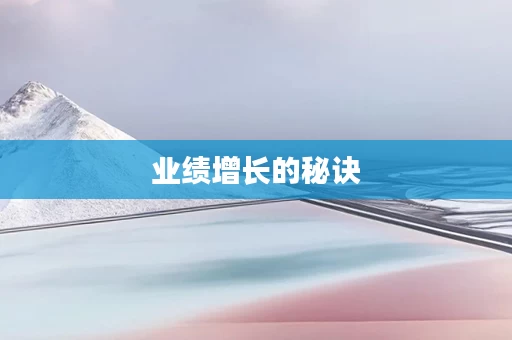 业绩增长的秘诀