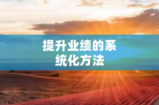 提升业绩的系统化方法