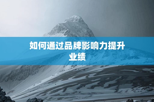 如何通过品牌影响力提升业绩
