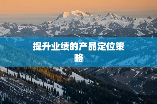 提升业绩的产品定位策略