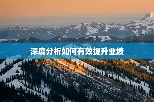 深度分析如何有效提升业绩